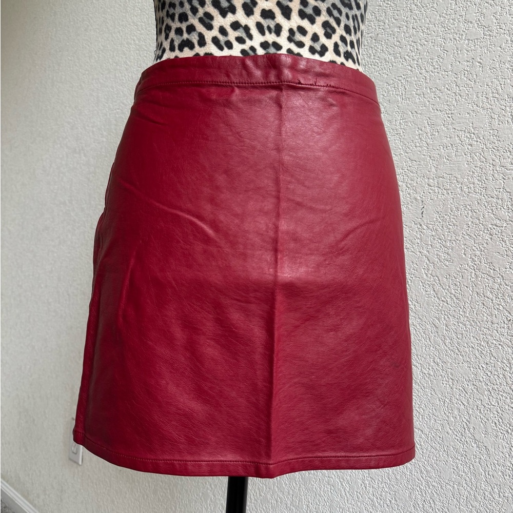 Forever 21 Burgundy Faux Leather Mini Skirt